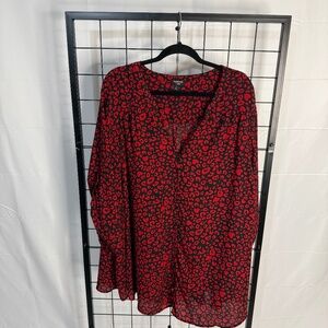 Torrid 6X Red Leopard Print Harper Top w/Buttons